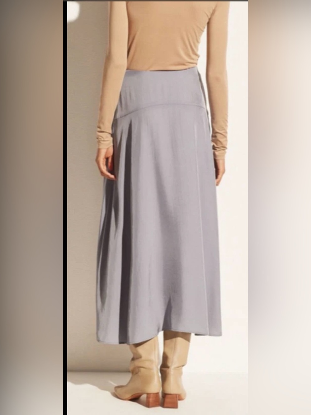 NWT VINCE Paneled Front Flutter Long Skirt In Iris Blue Size: 16 - Picture 5 of 11